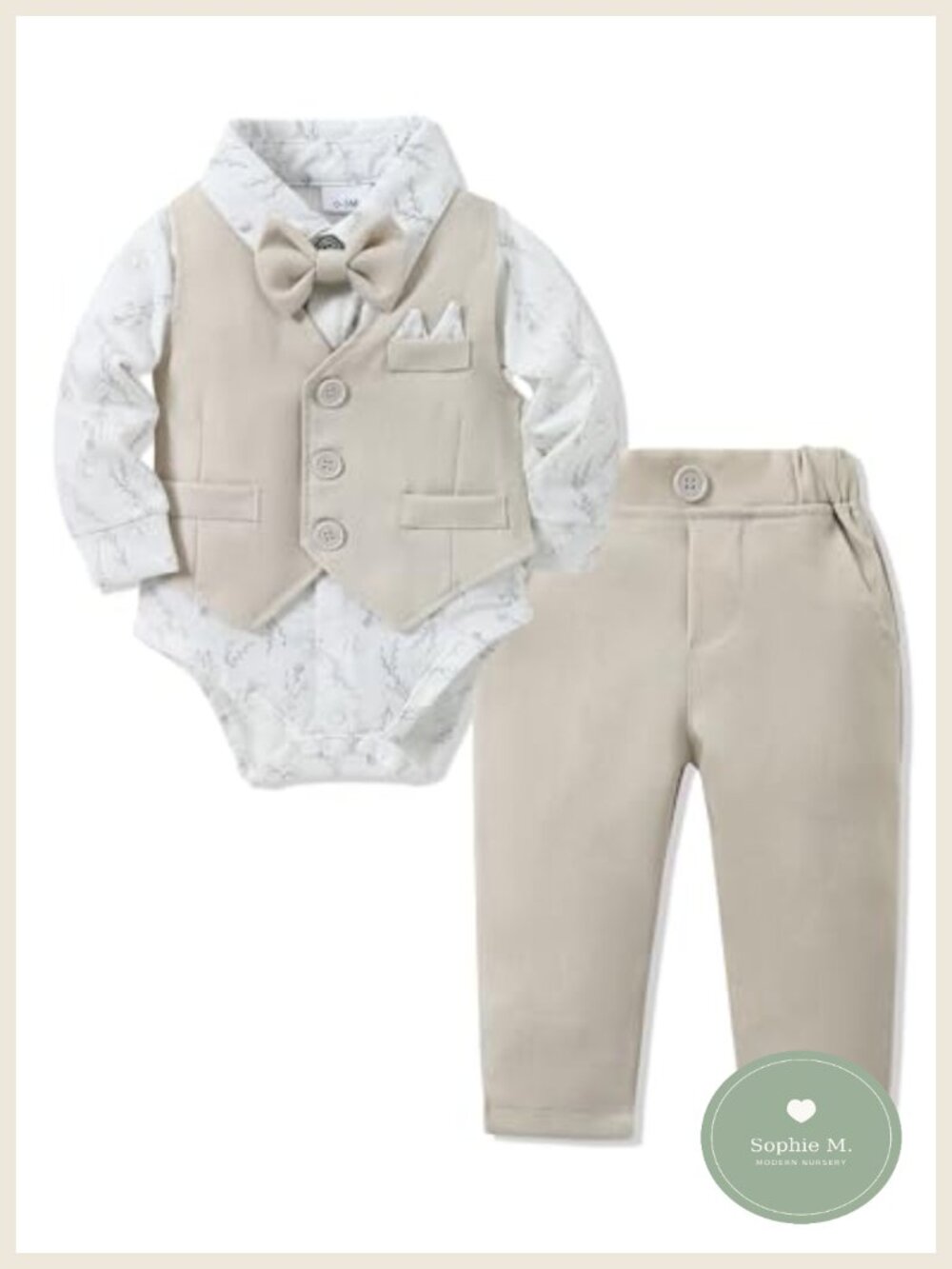 Baby Boy Formal Suit Gentleman Outfit Cotton Blend 3 Piece Set